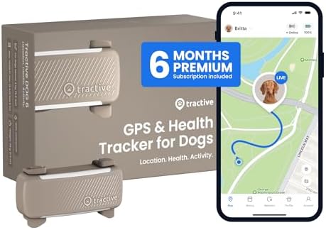 Tractive Smart Dog GPS Tracker with 6 Month Subscription | Live Pet Tracker with Virtual Fence | Vital Signs Monitoring of Heart & Respiratory Rate | Bark Monitoring | Dog Collar Attachment (Brown)