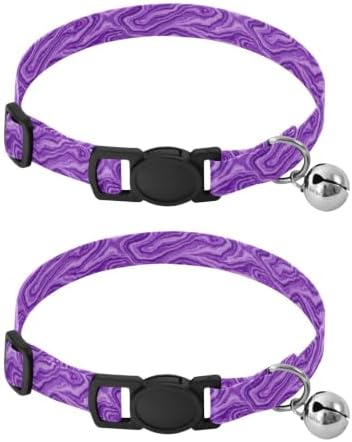 Purple Marble Easy to Clean Kitten Collar 2 Pack Collars for Puppies