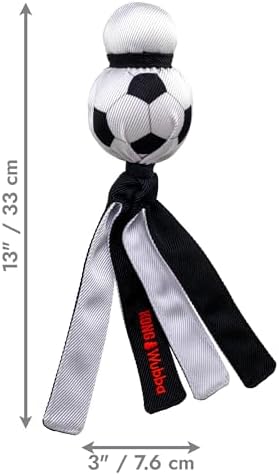 KONG Wubba Sport Dog Toy – Reinforced Tug & Toss Toy with Squeaker and Floppy Tails for Fetch & Interactive Play (Soccer, Large)