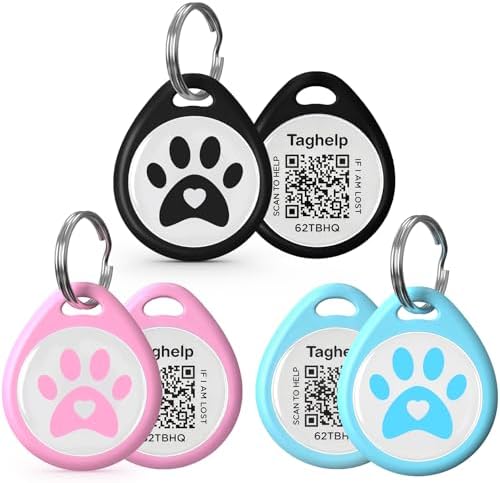 Pet ID Tag-3pcs QR Code Tag Small Personalized Name Plate with Online Profile,Cat Tag Scan QR Receive Instant Pet Location Alert Email,No Subscription or fees(Black & Blue & Pink)