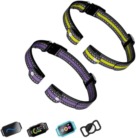 Aikko 2-Pack Replacement Straps for GPS Dog Shock Collar, Yellow & Purple