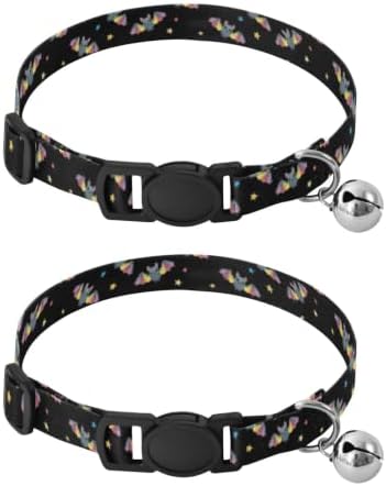 Cute Cartoon Bats Colorful Rainbow Wings Kitten Collar 2 Pack Collar for Cats Adjustable 10.6 to 17.1 Inches