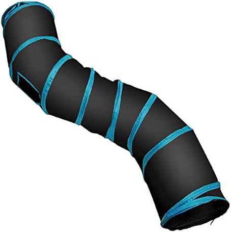 PetLike S Way Cat Tunnel Collapsible Pop-up Pet Tube Hideaway Play Toy with Ball (S-Way, Black)