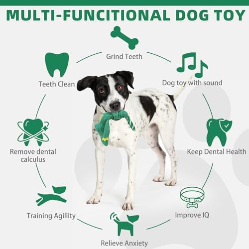 KOOLTAIL Alligator Dog Toys, Tough Plush Dog Chew & Squeaky Toys with Crinkle Paper, Interactive Training & Tug of War Puppy Teething Toy for Indoor Outdoor Play, Pet Toy for Small Medium Large Dogs