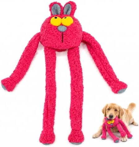 Squeaky Rabbit Dog Plush Chew Toy, Interactive Tug Squeaky Toy for Chewers, Medium Large Dogs & Fetch Play, 31.5 Inch Stuffed Play Toy with Stretchable Limbs for Gentle Gum Care & Boredom Relief
