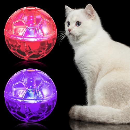 Sratte 2 Pcs Light up Cat Balls Ghost Hunting Motion, Pink, Purple