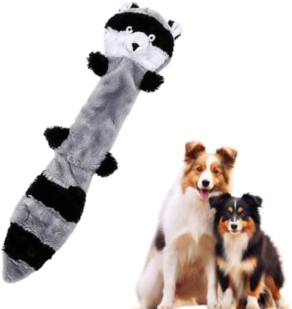 Durable Squeaky Dog Toys for Aggressive Chewers, Indestructible Stuffed Dog Toy for Small Medium Large Dogs, Interactive Chew Teething Puppy Toy for Indoor Outdoor Play (Gray Black)