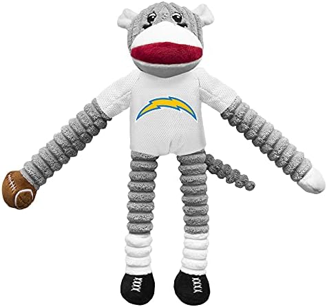 Littlearth NFL Los Angeles Chargers Sock Monkey Pet Toy, Team Color, One Size