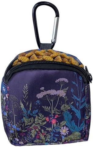 Dog Treat Pouch,Treat Pouches for Pet Training,Portable Snack Reward Dog Food Dispenser for Traveling or Outdoor Use，Black Flower