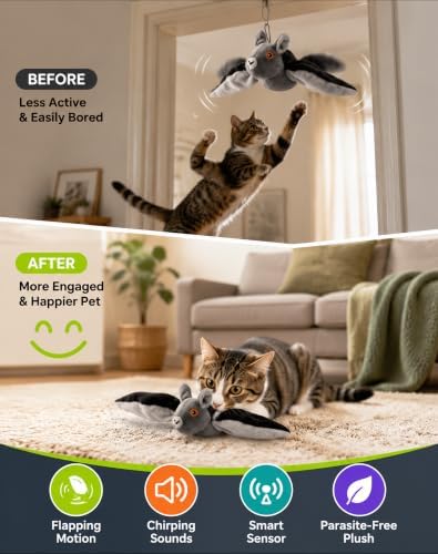 Flying Bat Dog Toy, Realistic Flying Interactive Pet Toy with Pet Hair Removal Gloves, Detachable Bat Shape Toy for Dogs Outdoor Play Training