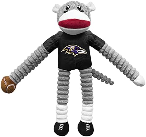 Littlearth NFL Baltimore Ravens Sock Monkey Pet Toy, Team Color, One Size