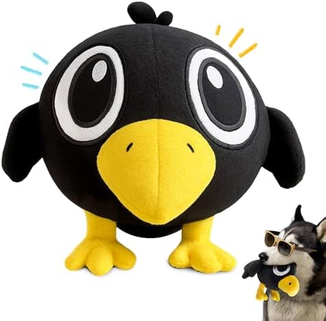 Squeaky Dog Toy for Small & Medium Dogs – Cute Black Crow Plush Dog Toy – Soft Stuffed Animal Puppy Toy with Squeaker for Interactive Play, Safe Durable Plush Toy to Keep Pets Busy – 6.5"
