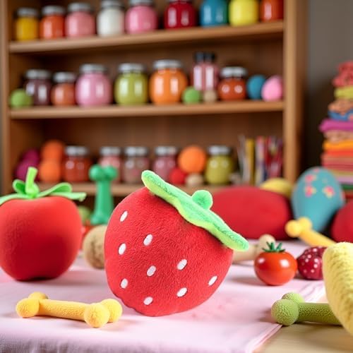 Red Strawberry Practical Design and Interactive Plush Squeaky Dog Toys Electronic Motion Pet Toy for Prevent Boredom Red Pet Supplies Creative and Exquisite Dog Squeak Toys Pet Supplies