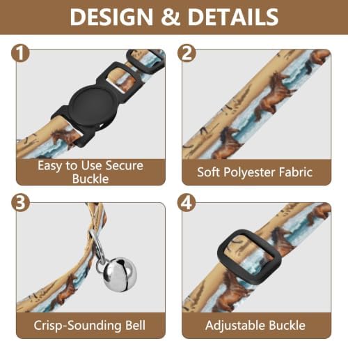 Brown Horses Running Kitten Collar 2 Pack for Kitten Adjustable 10.6 to 17.1 Inches