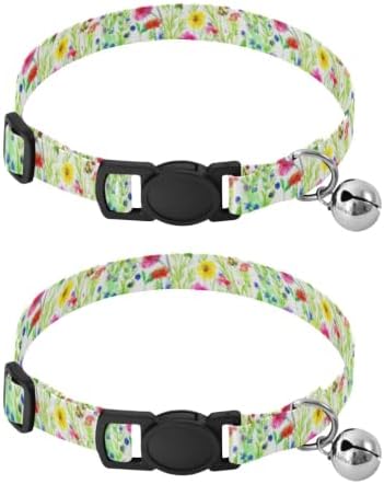 Meadow Colorful Flowers Easy to Wear Puppy Collar 2 Pack Collars for Puppies