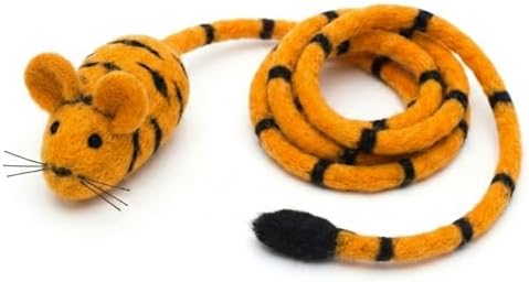 Glaciart One Felt Mouse Cat Toy – Soft Fuzzy Enrichment 100% Natural Wool - Interactive Catnip Play Cat Toy Set - Safe for Pets, Non-AZO Colored Dyes - 100” Long