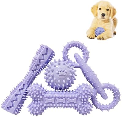 4-Pack Teething Toys Dog Chew Toys for 2-8 Months Puppy,Purple