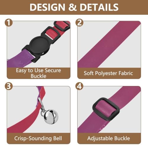 Purple Red Gradient Metal Bell Included Pet Collars 2 Pack Cat Neck Collar