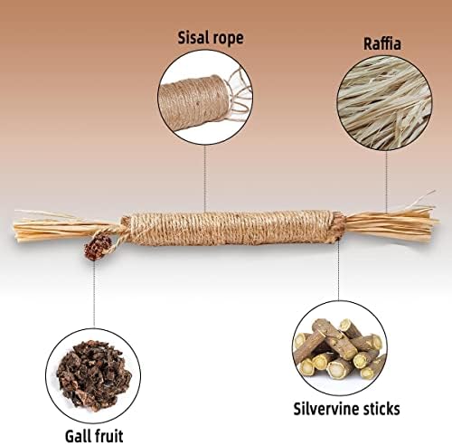 4 Pack Natural Silvervine Sticks for Cats - Chew Toys for Kittens Teeth Cleaning, Catnip Toy, Teething Stick - Interactive Kitten Toys for Indoor Cats Dental Care