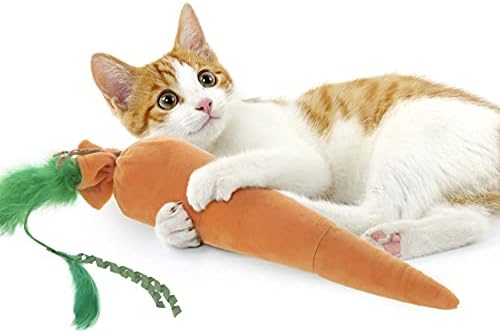 SmartyKat Kolossal Karrot Crinkle Kicker Catnip Cat Toy - Orange, Jumbo