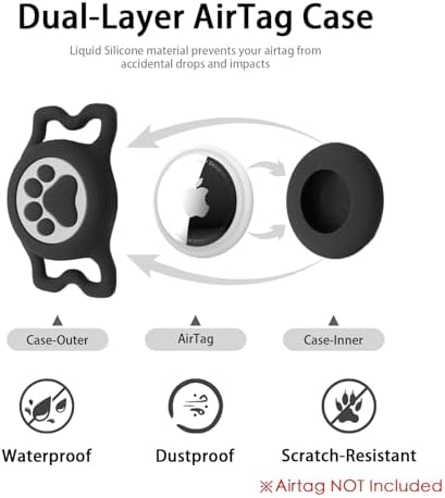 Dog Collar with Tracker Holder and QR Code ID, Waterproof Bluetooth Tracker Case, Reflective Padded Nylon for Small Medium Large Dogs