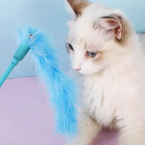 Cat Wand Toys, 3 PCS Interactive Feather Wands Colorful Cat Teaser Wand
