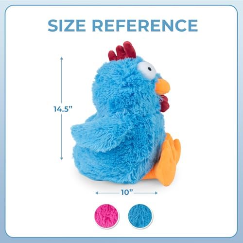 Best Pet Supplies Squeaky Plush Dog Toy - Mrs. Cluck, Blue | Soft Plush, Squeaks & Crinkles, Perfect for Moderate Chewers, Toss & Fetch Play, Stress & Anxiety Reliever, Ideal Gift Toy