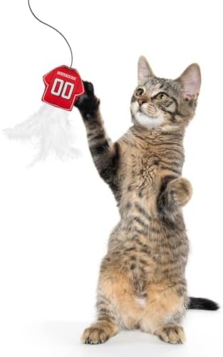 Pets First NCAA Nebraska Huskers Team Jersey Wand with CAT NIP, Cat Toy Jersey Shaped Plush Teaser Toy for Cats & Kittens - Interactive Pet Toy for Play & Exercise
