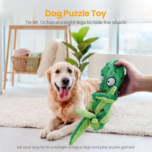HGB Squeaky Dog Toys No Stuffing Octopus Crinkle for Large Medium Small Dog