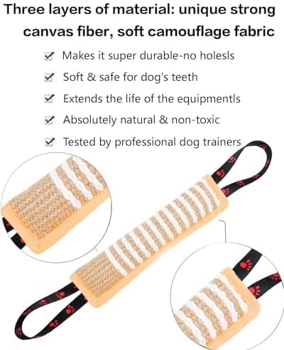 Clysoru Dog Tug Toy Tough Jute Bite Pillow Lasting Training Equipment Puppy to Large Dogs Interactive for Large and Small (Brown Footprint)