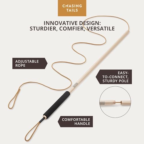 Chasing Tails Flirt Pole for Dogs Heavy Duty - 36 Inch Flirt Pole for Large Dogs with Extendable 83 Inch Rope | Two Toys Included | Suitable for All Breeds | Pets Play Equipment