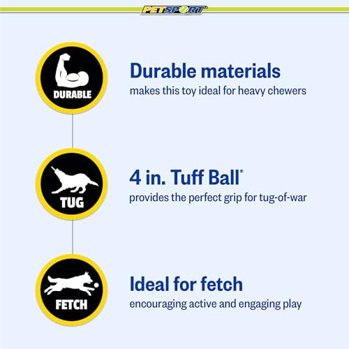 PetSport Mega Tuff Ball Tug Dog Toy - Mega Tennis Balls for Large Dogs, Dog Tug Toys, Great for Boredom & Aggressive Chewers, Dog Toy, Certified Non-Toxic, Won’t Wear Down Teeth - 6"