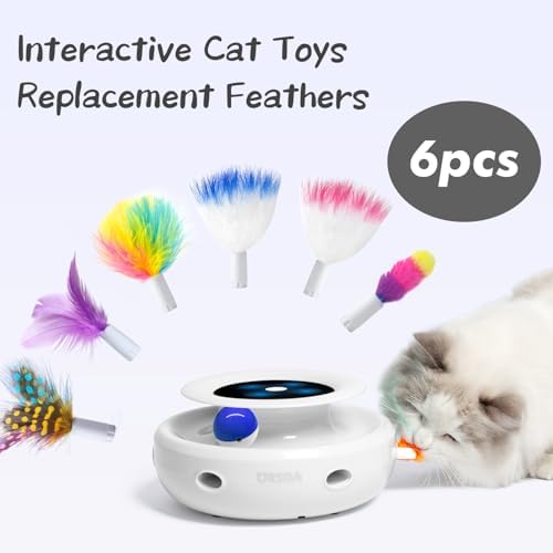 ORSDA 6PCS Feathers Replacement and Soft Furry Accessories ONLY Fits Cat Toys, Interactive Toys for Indoor Cats-NOT fits for Other Brand Toys