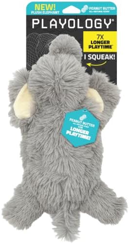 Playology Plush Elephant Squeaky Dog Toy - Jumbo, Peanut Butter Scent