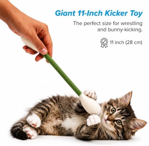 Glaciart One XXL Swabs Cat Toys with Catnip - 2 Pk | Durable for Chew, Cute Cat Toys Interactive Kitty for Boredom, Exercise, & Play | Filled w/Organic Catnip for Anxiety & as Digestive Aid