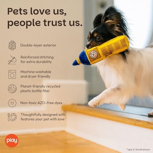P.L.A.Y. PET LIFESTYLE AND YOU P.L.A.Y. Cute Plush Dog Toys - Totally Touristy Landmark Themed Durable Squeaker Chew Toy, Great for Puppies Dogs - Machine Washable (Big Ben, Medium)
