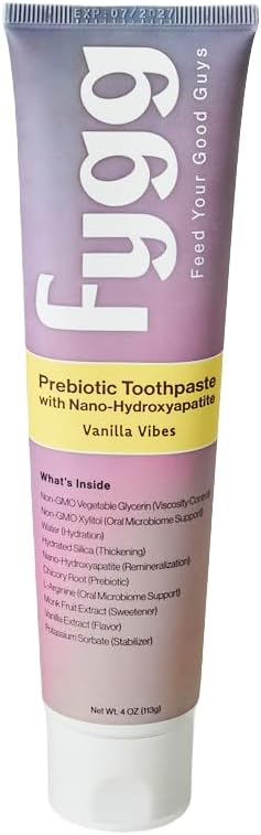 Fygg Nano Hydroxyapatite Toothpaste (Vanillia Vibes) | Vanilla Tooth Paste with Prebiotics (4 Oz) | Natural & Fluoride-Free | Proprietary Enamel Remineralizing & Repair | Dentist Formulated
