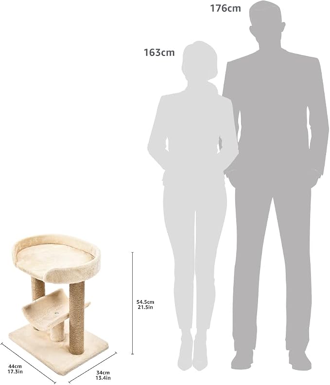 Amazon Basics Multi-Platform Cat Tree with Scratching Post for Indoor Cats up to 25lbs, 18 x 14 x 22 Inches, Beige