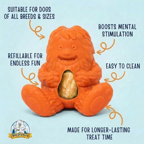 Yeti Puff & Play Interactive Dog Toy, Nugget Treat Dispenser, Orange Yeti