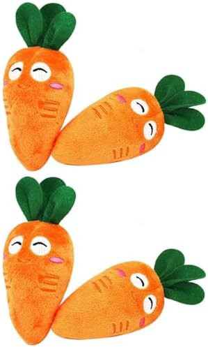 4Pcs Carrot Dog Toys with Multi-Squeakers - Soft Plush Chew Toys for Puppies and Cats, Interactive Bite-Resistant Pet Supplies, Cute Carrot-Shaped Cat/Dog Toy