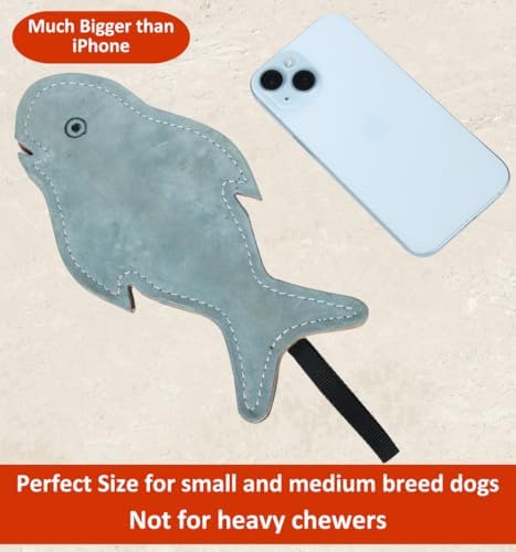 Leather Dog Toys for Small Puppies, Genuine Leather Chew Toys, Safe Puppy Toys, Durable Dog Chews for Teething, Interactive Play, Training, and Healthy Chewing (Shark)