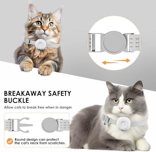 Cat Tracker, MINI GPS Tracker for Cats, No Monthly Fee Pet Tracker Compatible with Apple Find My App(Only iOS), Real-Time Tracking, Smart Alerts, Up to 1-Year Battery, White