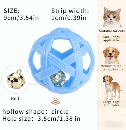 Dog Ball Toy with Bell for Small Dogs& Puppy, Small Dog Ball for Boredom Relief & Teething, TPR Chew Resistant Interactive Fetch Toy.