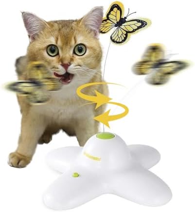 ALL FOR PAWS Interactive Cat Toy, Automatic Cat Toys with Butterfly for Indoor Cats, Electric Cat Teaser Wand Stimulating Kitty Toys Enrichment