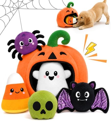 Swooflia 6 PCS Halloween Hide and Seek Dog Toys, Pumpkin Ghost