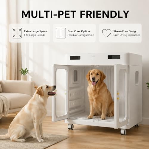 430L Smart Pet Dryer Box: for Large Breeds up to 130 lbs & Multi-Pet Homes | 26-Vent 360° Gentle Dry | <40dB Ultra-Quiet | Negative Ion Care | Foldable All-Season Cabin