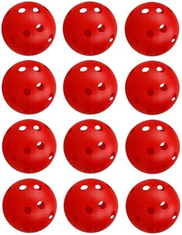 12Pcs Cat Ball Toy, Low Noise No Bells Holey Plastic Cat Balls, Funny Interactive Cats Toys for Indoor Cats, Firm Toy Balls for Kitten Puppy Ferret Bird (1.65", Red)