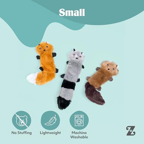 ZippyPaws Skinny Peltz No Stuffing Dog Toy Pack to Keep Them Busy - 11"