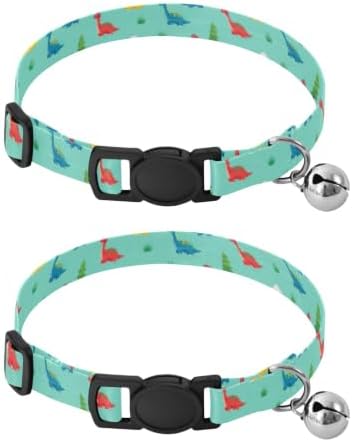 Cute Cartoon Dinosaurs Collars for Cats, 2 Pack Cat Collar with Bell
