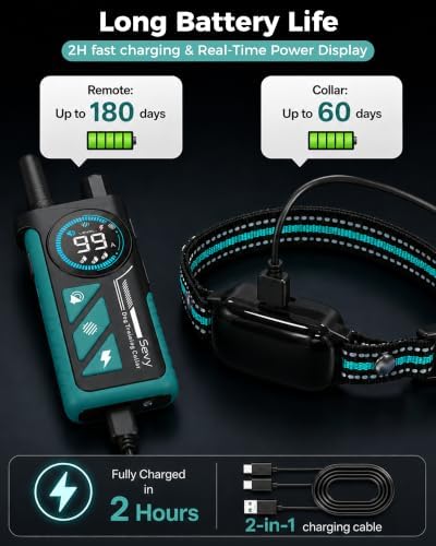 Sevy Buzzy 2-in-1 Dog Bark Collar & Dog Shock Collar with Remote for 2 Dogs